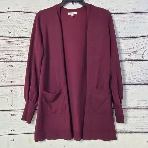 Maurices Women’s Open Front Cardigan Small Burgundy Long Sleeve Pockets Lightwei - Picture 1 of 6